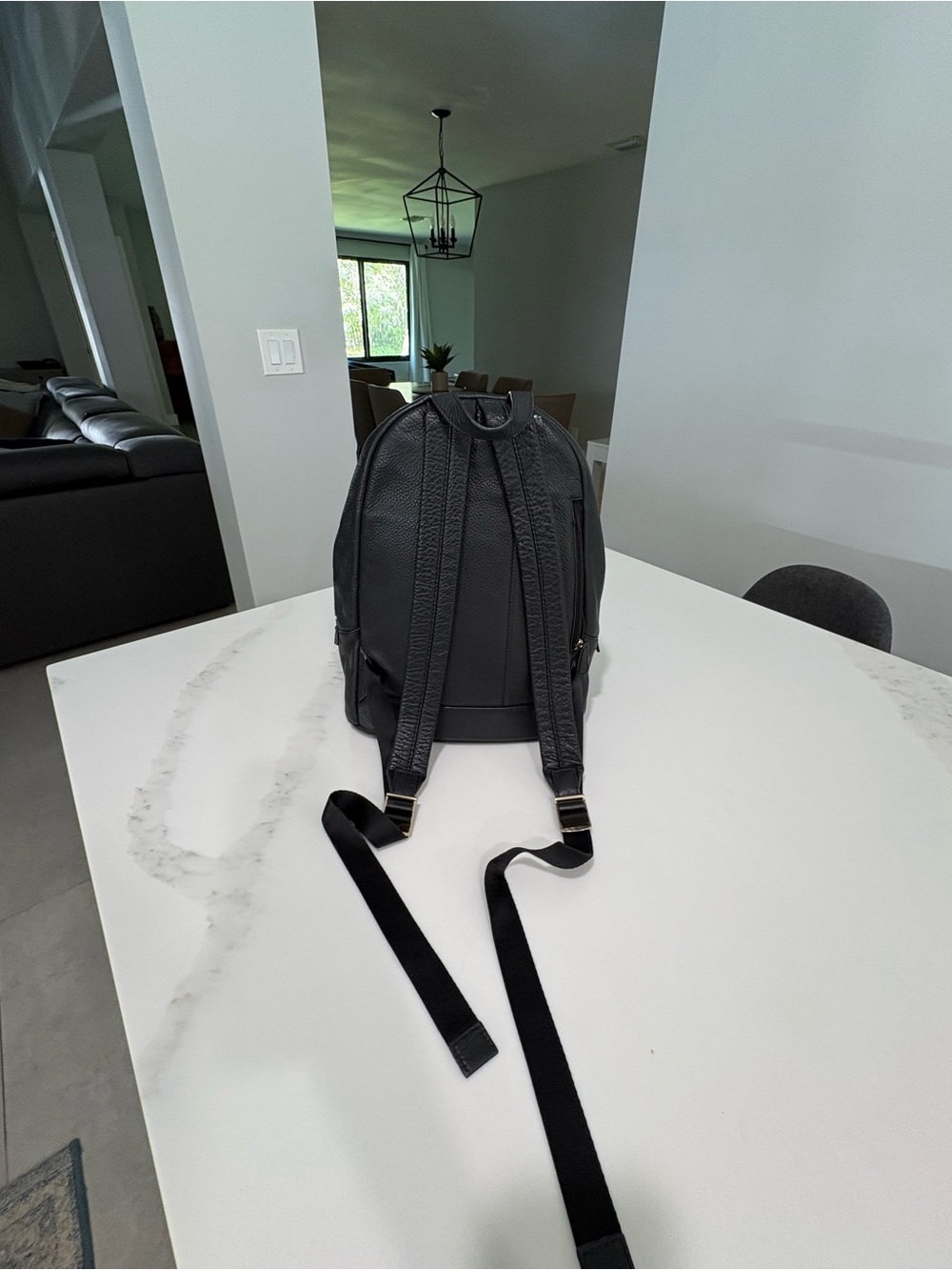 Michael Kors Black Leather Backpack with Gold Hardware - Picture 6 of 15